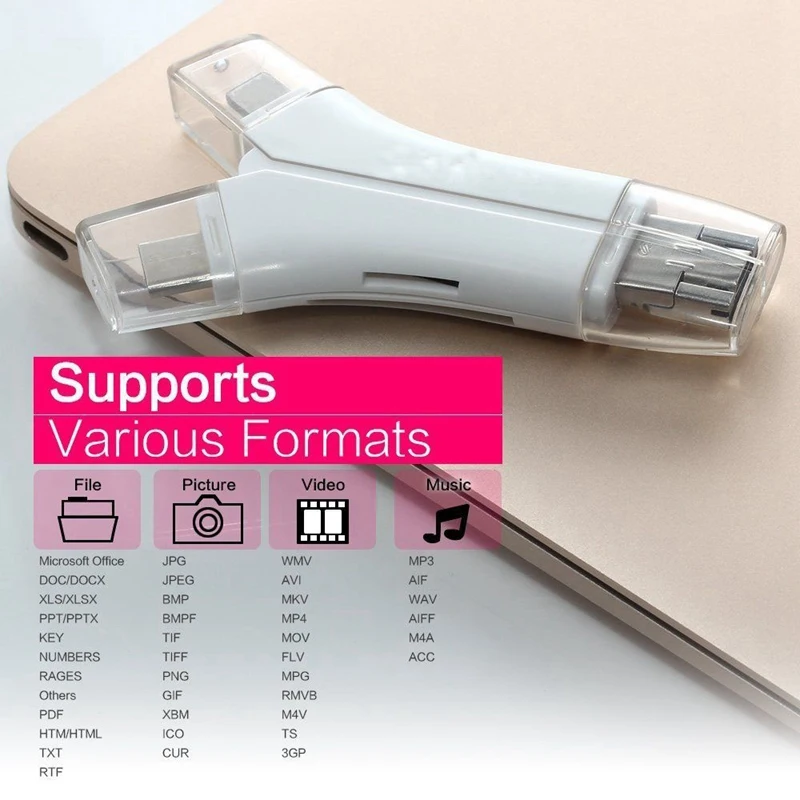 

4 1 I - Usb Micro-Sd Tf Iphone 5 6 7 8 Ipad Macbook Android