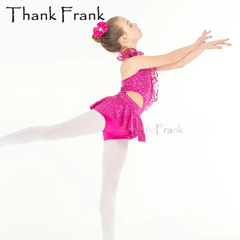 Rose Red Sequin Ballet Costume For Kids Adult Girls Women Backless Sexy Practice Dance Dress Shiny Professional Stage Wear C469 |