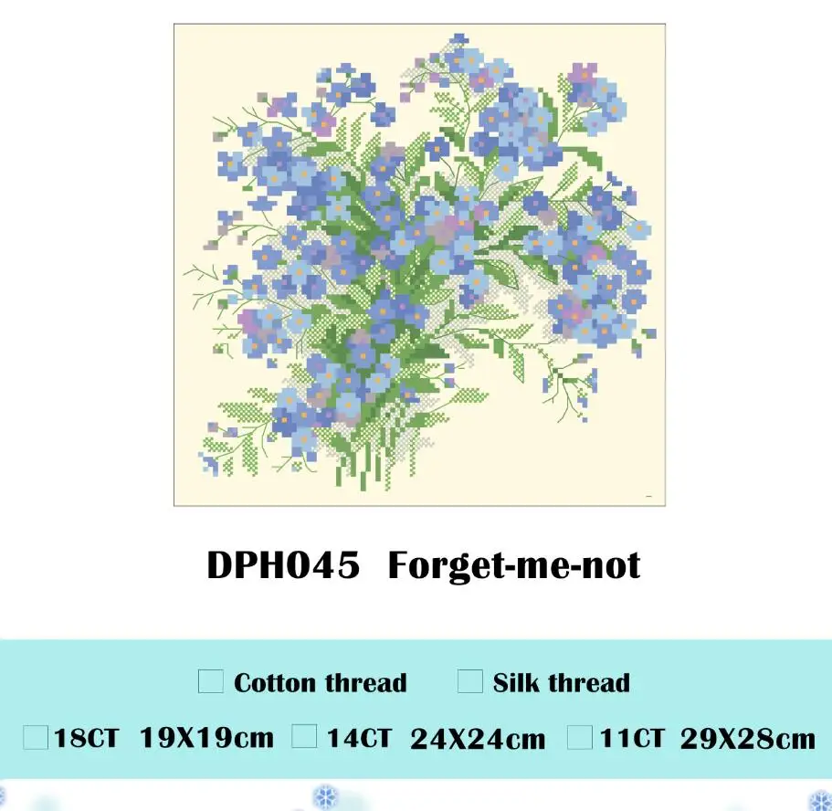 White canvas Forget-me-Not Вышивка крестом посылка цветы 18ct 14ct 11ct Ткань хлопковая нить вышивка DIY рукоделие ручной работы - Цвет: White canvas