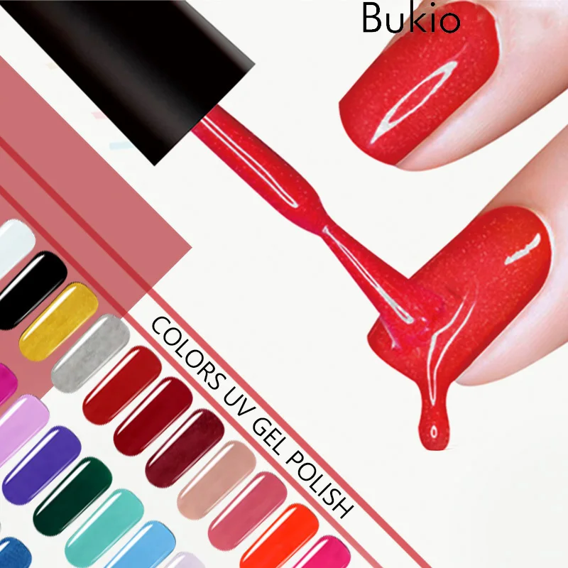 Гель лак для ногтей Bukio 29 однотонных цветов полуперманентный УФ лампа красивый