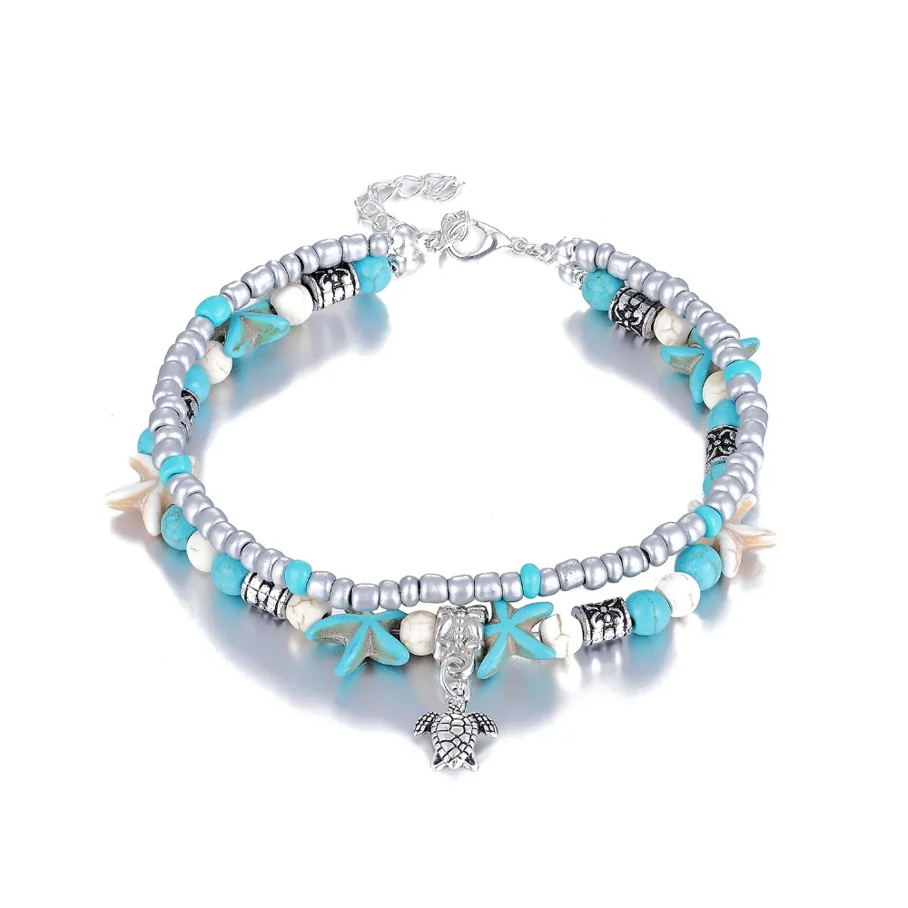 Лко стеклянные бусы в виде морской звезды Сандалеты с перепонкой на лодыжке