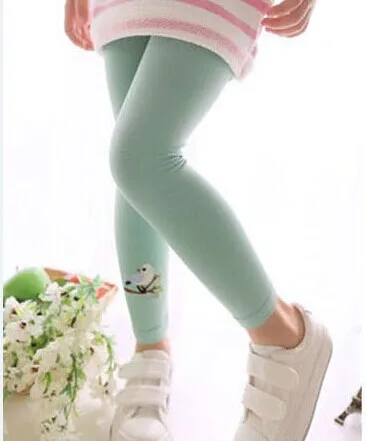 Хлопковые Штаны для маленьких девочек с вышивкой птицы Теплые эластичные