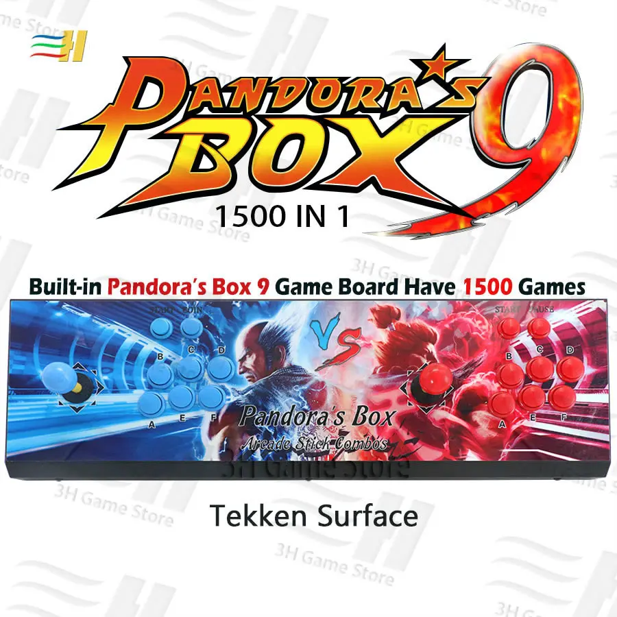 Новинка Pandora Box 9 1500 В 1 железная игровая консоль для аркадных игр 2 игрока Джойстик контроллер консоль HDMI VGA USB выход PS3 ТВ PC 5S 6s 7 8s