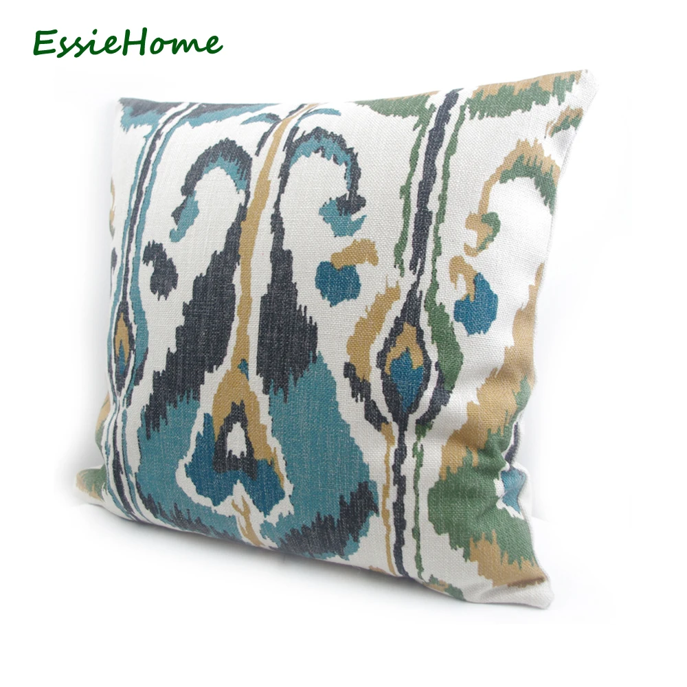 ESSIE домашний цифровой принт Мох Зеленый Бирюзовый свежий зеленый Ikat наволочка