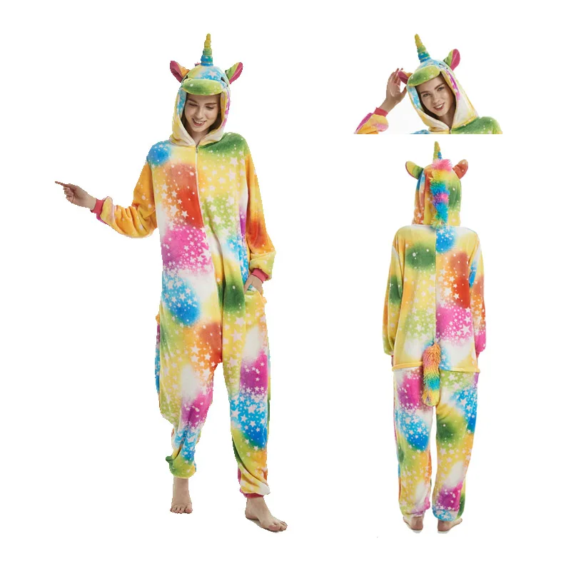 Зимняя Пижама унисекс kugurumi для взрослых пижамный комплект с мультипликационным