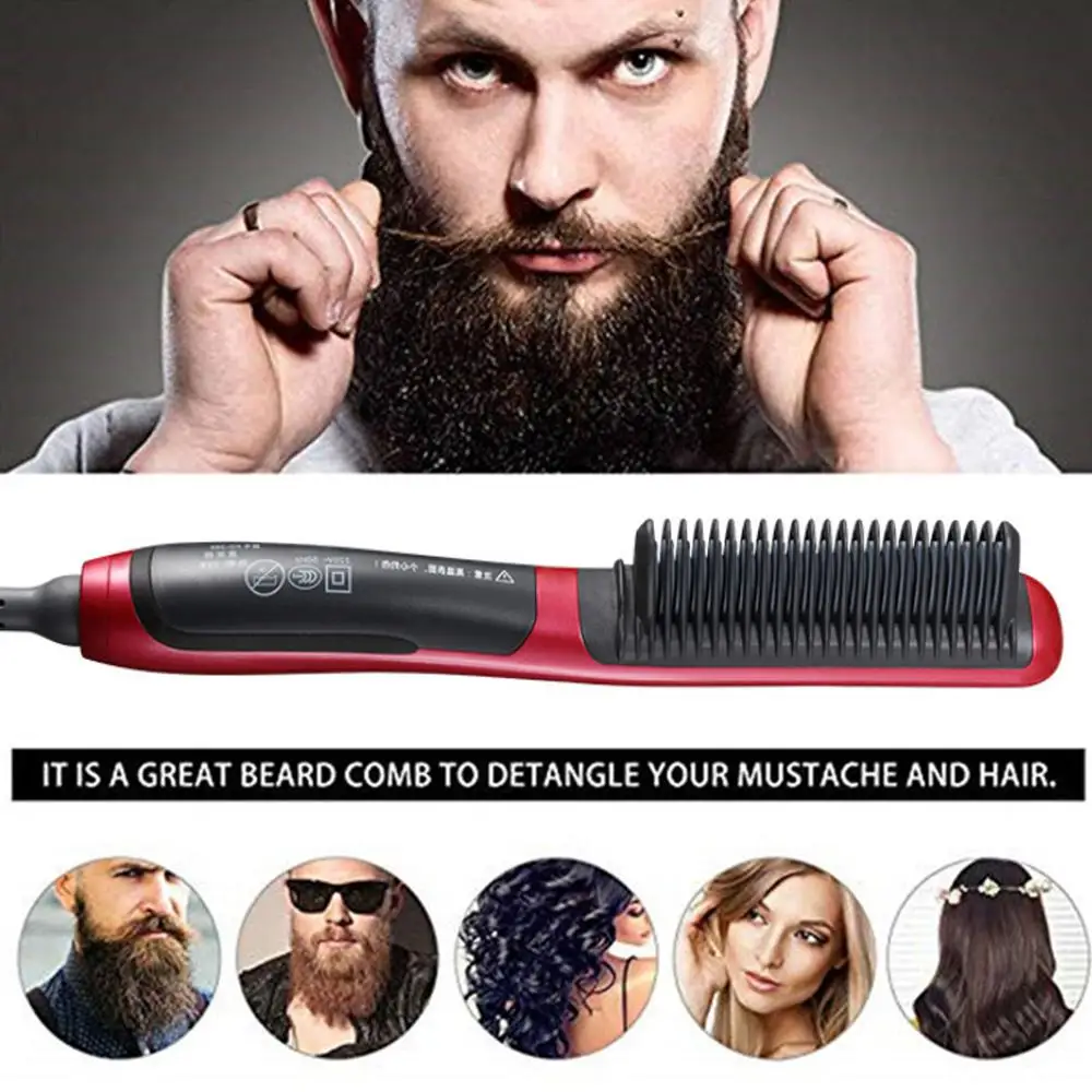 Professional Beard Hair Straightener Hairdressing Comb Straightening Brush Multifunctional Curler Man Electric Tool | Красота и