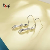 kpop climbing cat earrings 100 genuine 925 sterling silver rainbow stone animal kitty hook earrings for women e6025