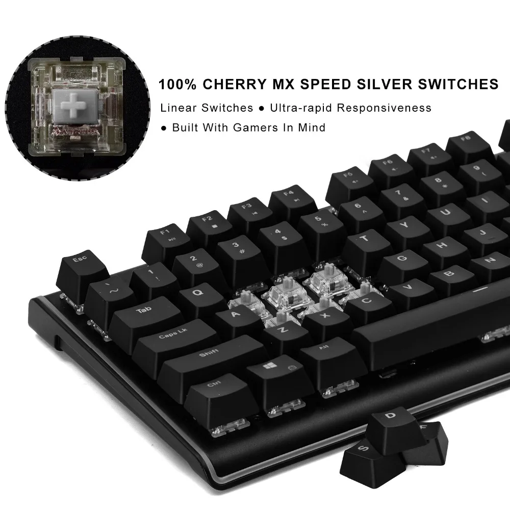 Механическая игровая клавиатура [Cherry MX speed Silver] RGB светодиодный светильник с