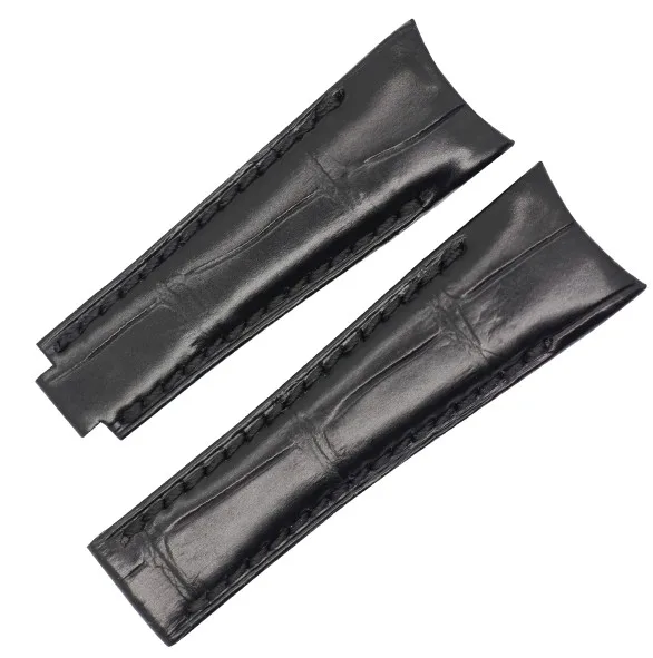 black black line ZLIMSN высококачественный бамбуковый узор из крокодиловой кожи ремешок для часов 20 мм черный пять цветов линии длина может быть настроена - Цвет ремешка: black black line