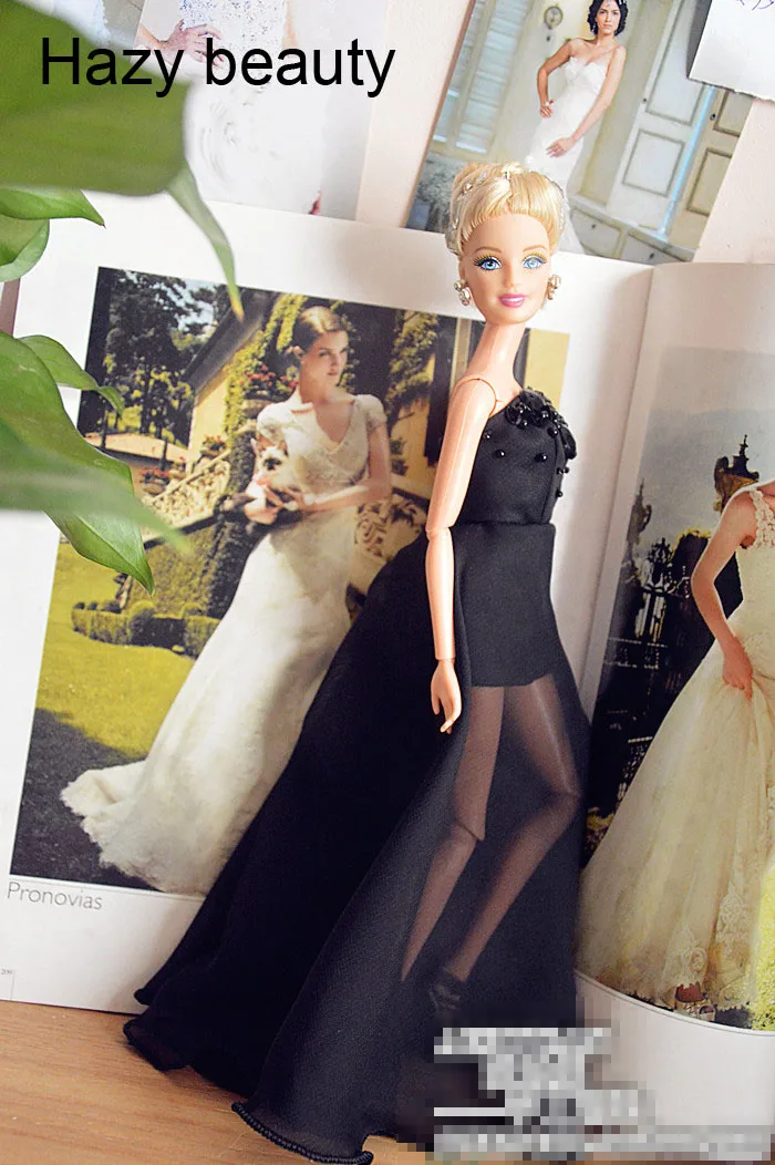 Черное платье ручной работы аксессуары для кукол вечернее свадебное Одежда