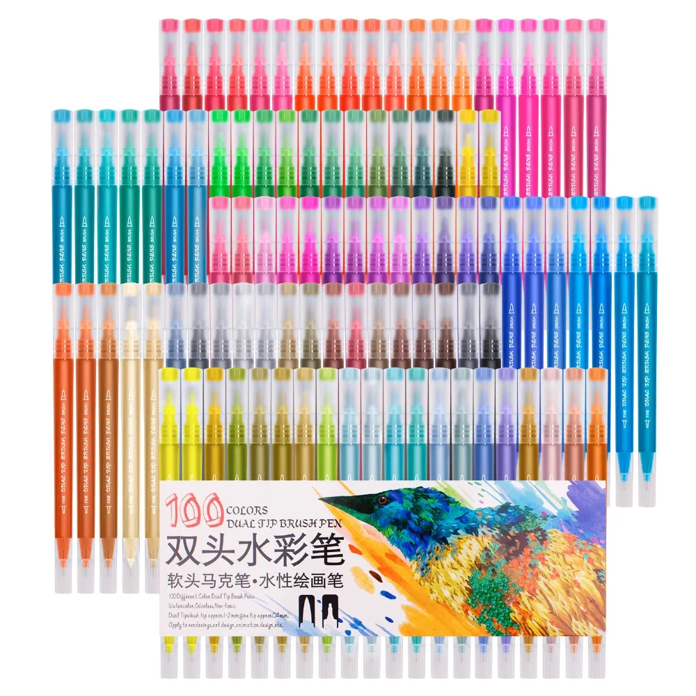 

Dual Head Brush Pen Fineliner Watercolor Markers Drawing Set Professional for Kids ,for Graffiti Manga Sketching Art Markers Set