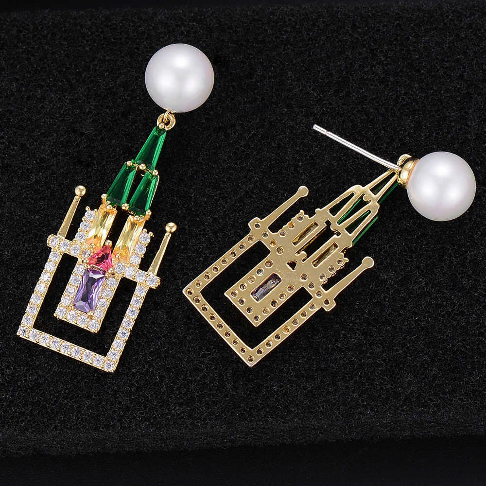 Серьги-подвески женские с фианитами 38 мм | Украшения и аксессуары