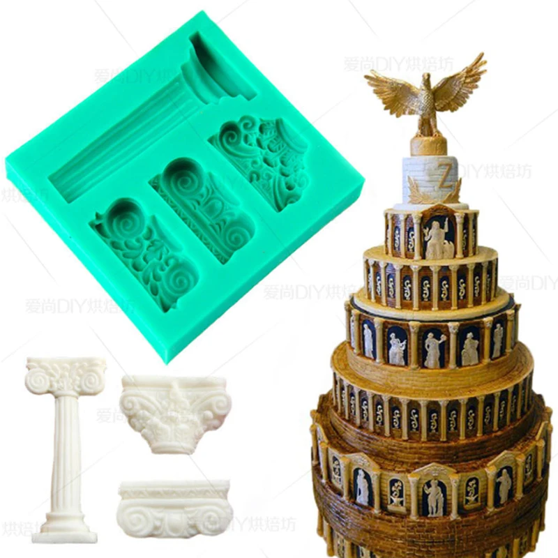 

Силиконовая форма «колонна» в римском стиле, форма для помадки, инструменты для украшения тортов, шоколад, мастика, сахарная мастика, кухонн...