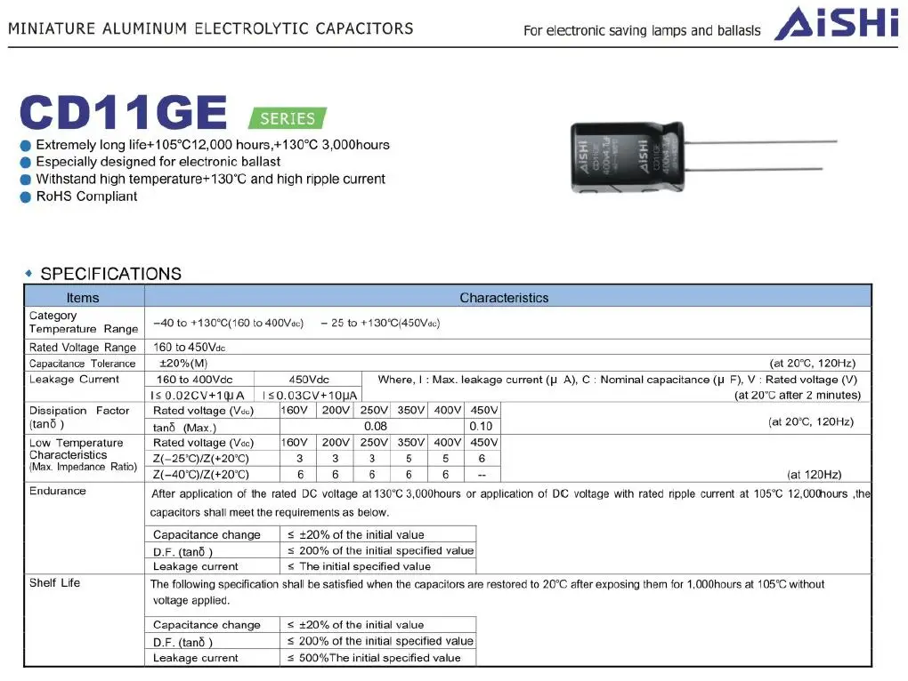 5 шт. 22 мкФ 400V Aishi CD11GE серии 12,5 х 25 мм долгий срок службы 400V22uF Алюминий электролитический конденсатор с алюминиевой крышкой