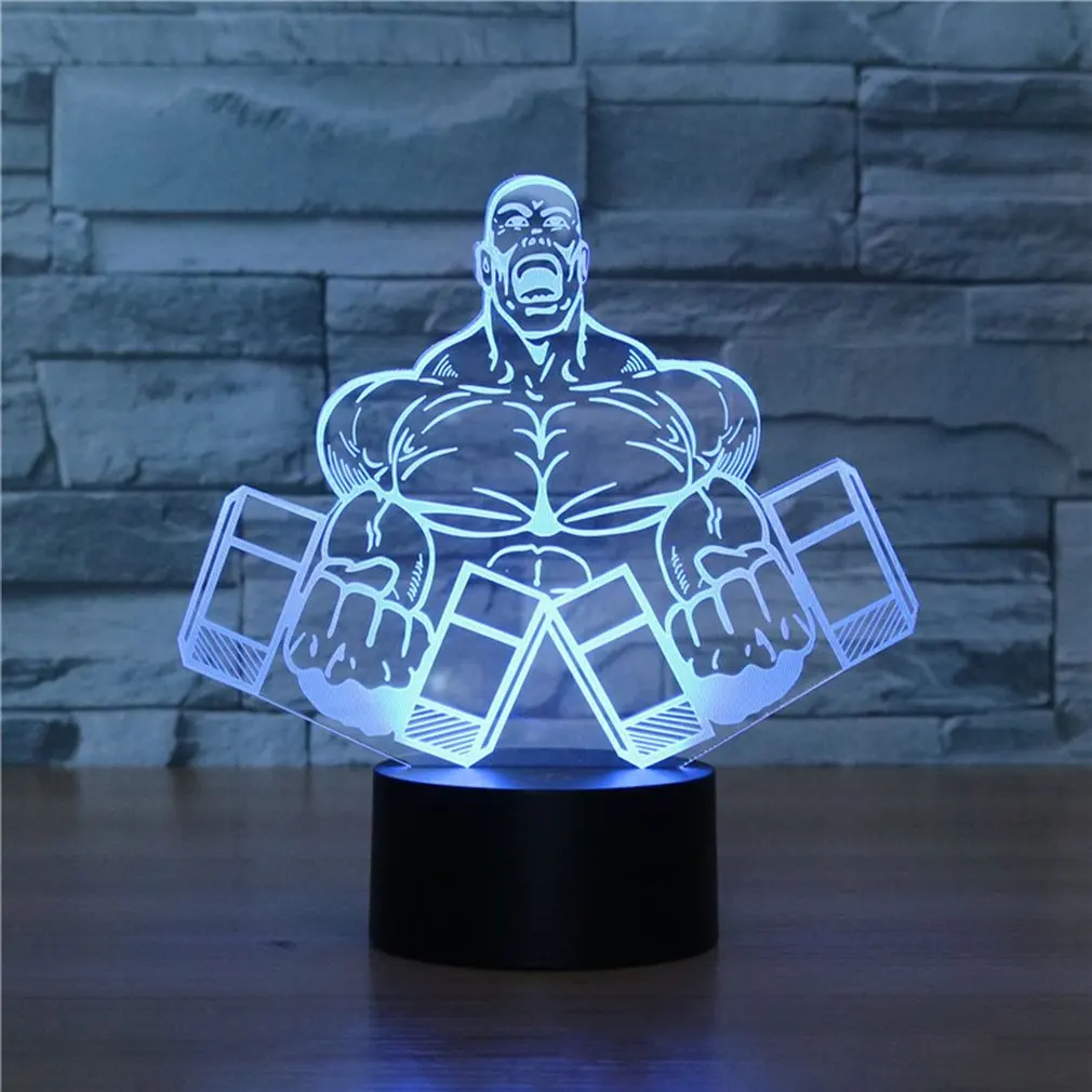 Гантели Форма сенсорная настольная лампа 7 цветов Изменение Настольная 3D