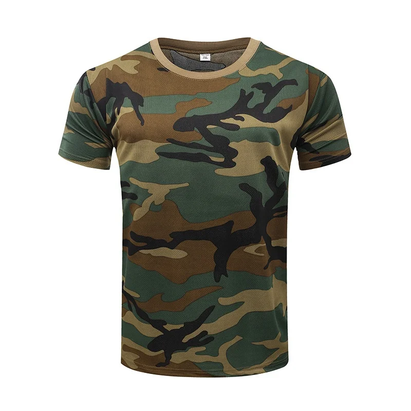 Army Military Tactical Shirt Short Sleeve Camo Men's Quick Dry Combat T-Shirt Outdoor Camping Hunting Clothes Hiking Shirts | Спорт и