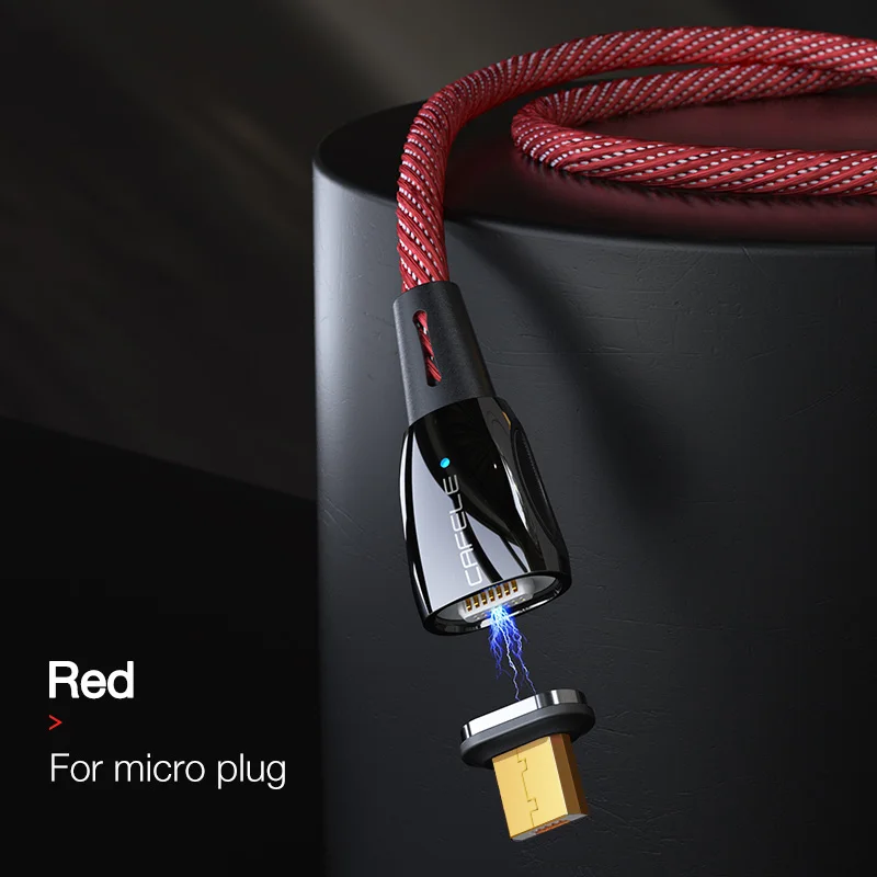 For micro cable red Cafele новейший QC 3,0 Магнитный Micro USB кабель для iPhone Магнитный usb type C зарядный кабель для Xiaomi huawei магнитное зарядное устройство - Цвет: For micro cable red