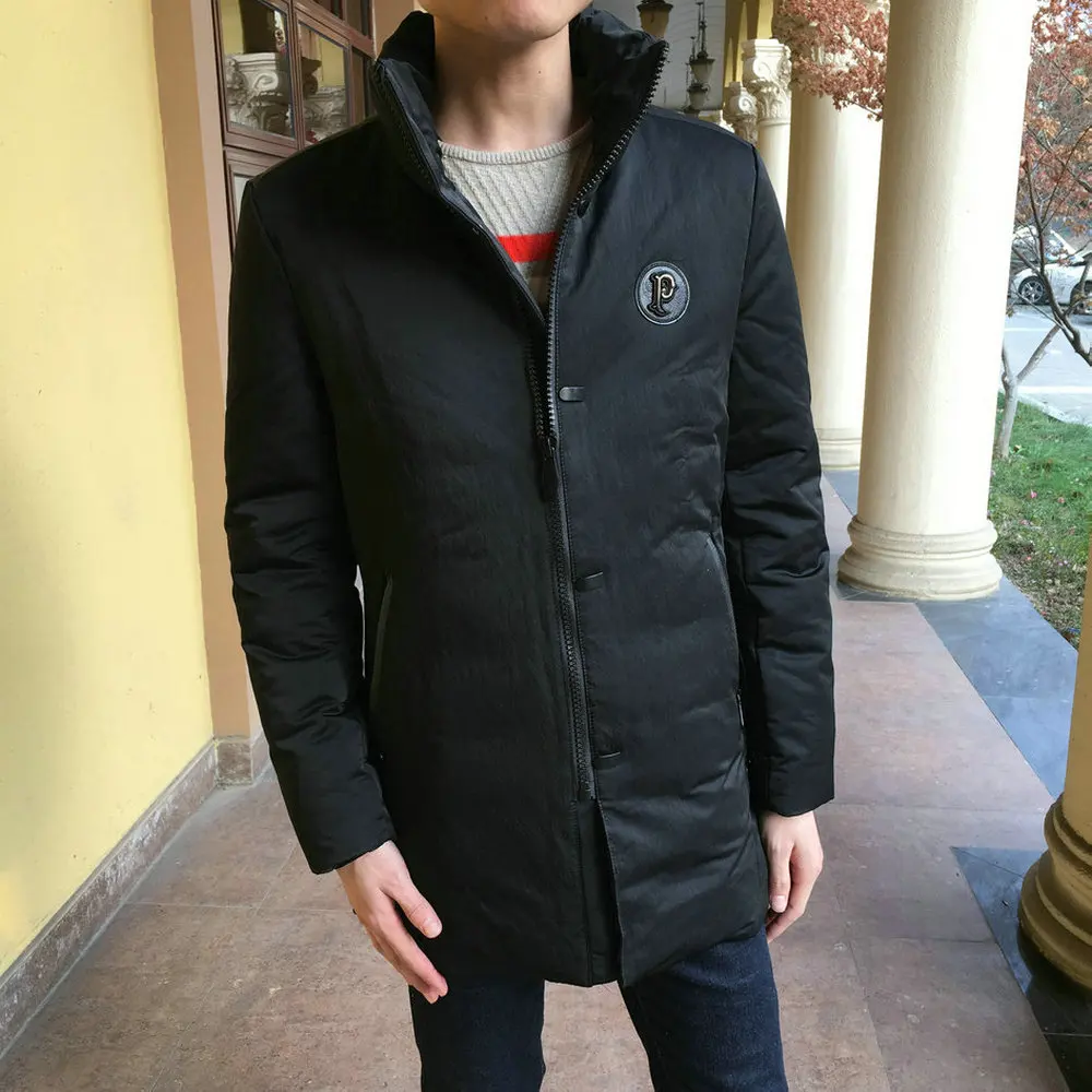 2018 Men Down Jacket Thick Warm White Duck Parkas Stand Collar Brand Men's Winter Coat Waterproof | Мужская одежда