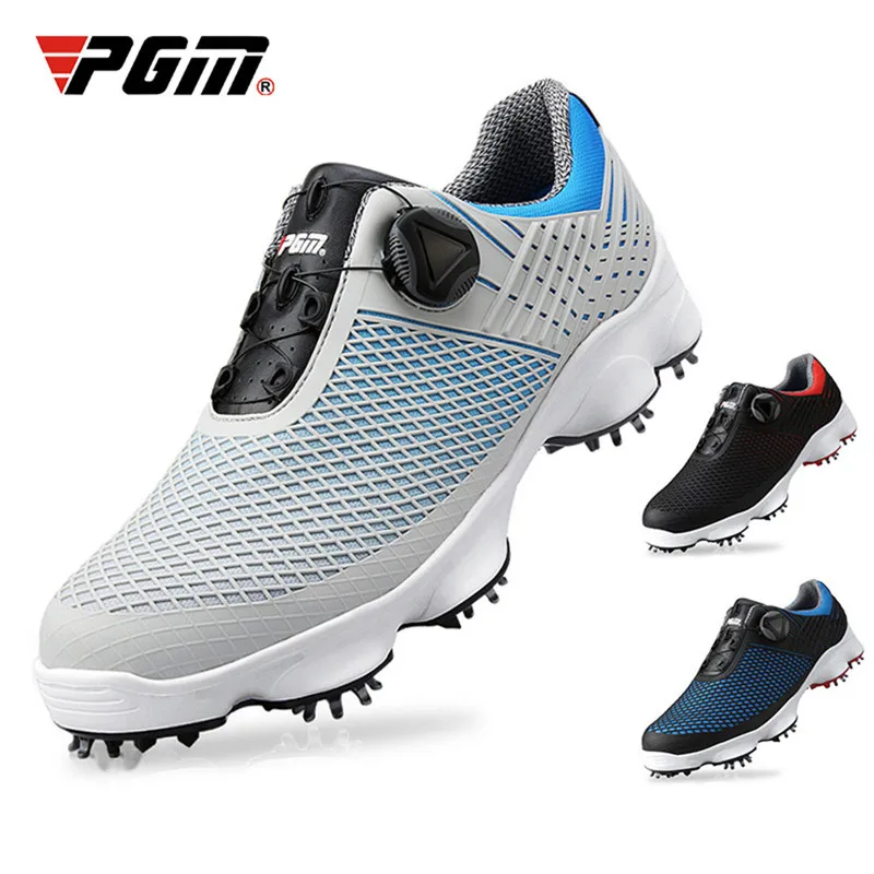 

PGM Golf Shoes Men's Waterproof Breathable Antiskid Sneakers Male Rotating Shoelaces Sports Spiked Trainers Shoes Golf