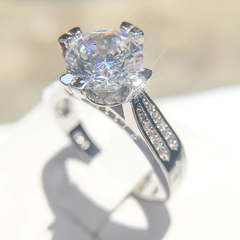 2021 классические роскошные реальные твердого серебра Цвет кольцо 3Ct сердца стрелы