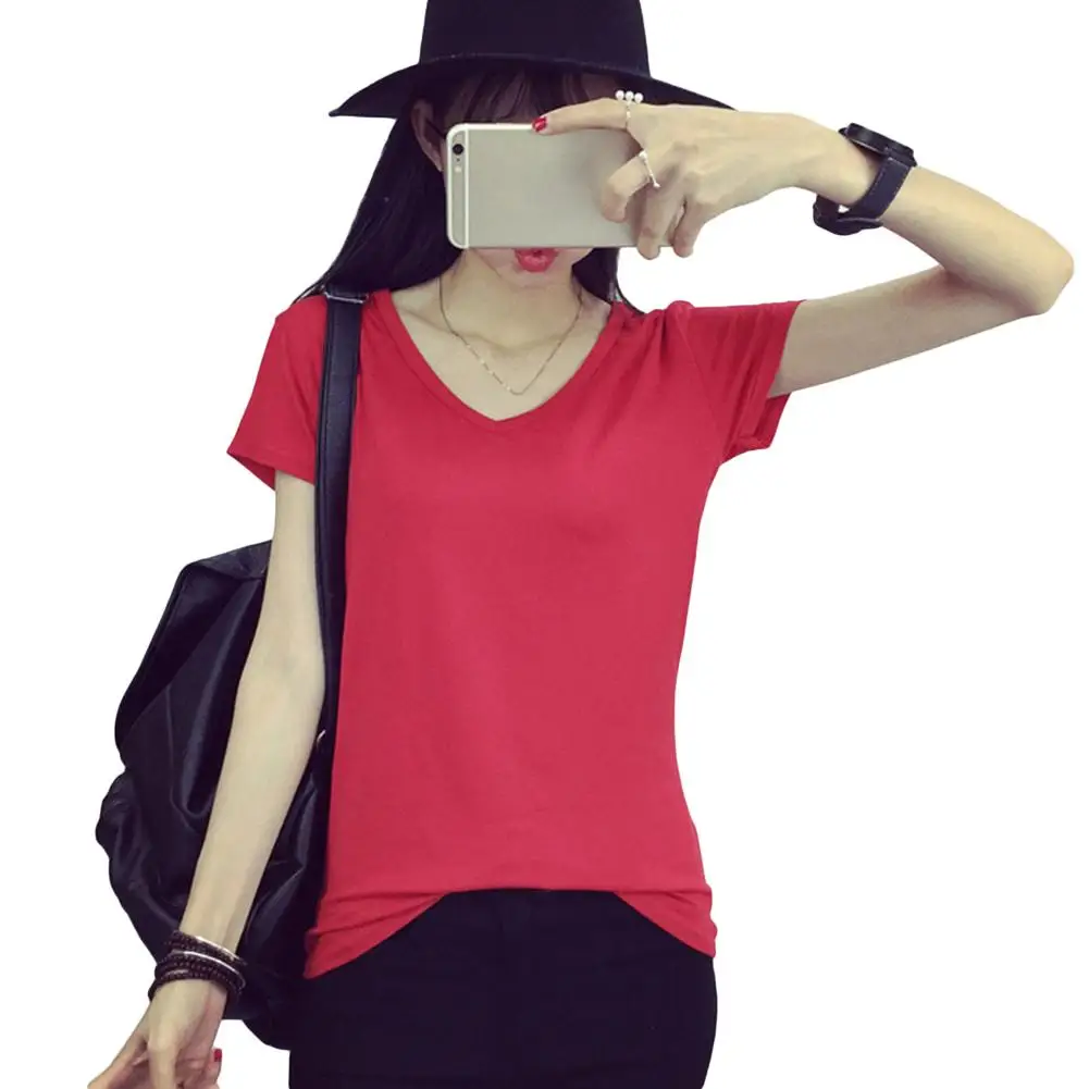 Однотонные модные летние женские футболки приталенный базовый топ Повседневный