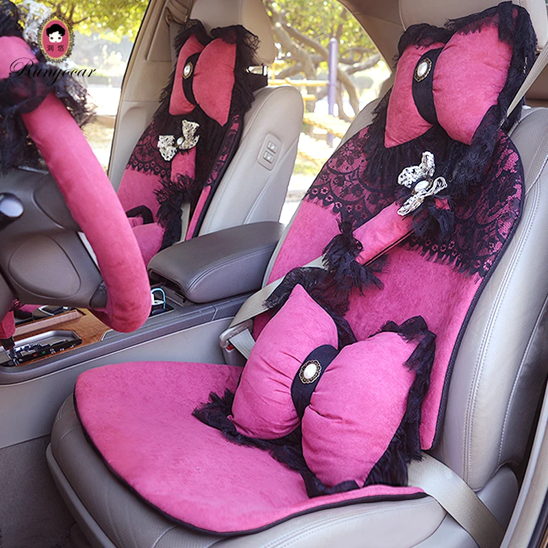 girls' women's Four Seasons pink cute lace butterfly-tie universal car seat cover set | Автомобили и мотоциклы
