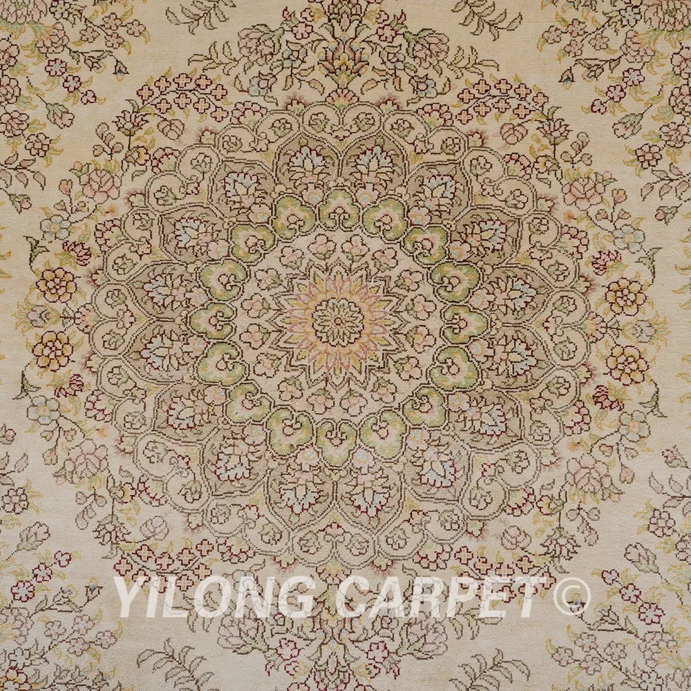 Yilong 5 'x 8' Кашмирские ковры ручной работы бежевый выгодный вязки продажа