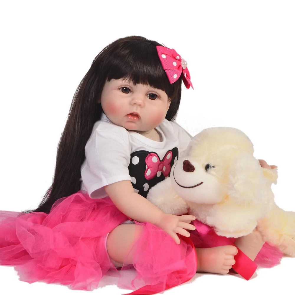 

55cm reborn longhair Silicone Reborn Baby Doll Toys Princess Toddler Babies Like Alive Bebe Limited Collection Birthday Gift