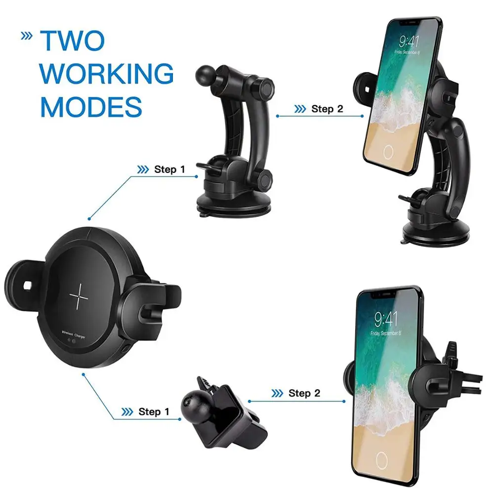 

10W Automatic QI Wireless Charger Car Mount Air Vent Phone Stand Fast Charging For iphone X 8 Plus For Samsung S8 S9 S7 Note 9 8