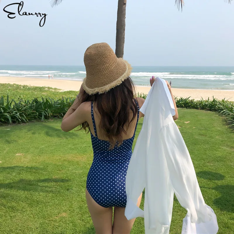 Женский купальный костюм монокини с открытой спиной в горошек XL Maillot De Bain