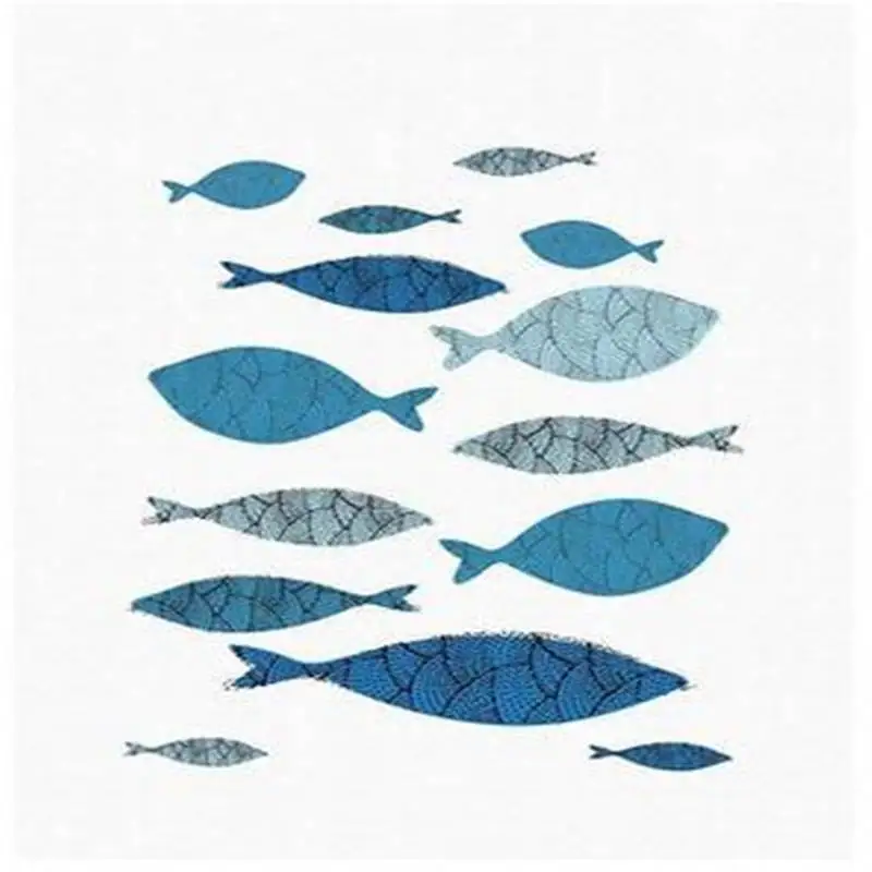 Современная синяя рыба художественный постер печать нанесение краски