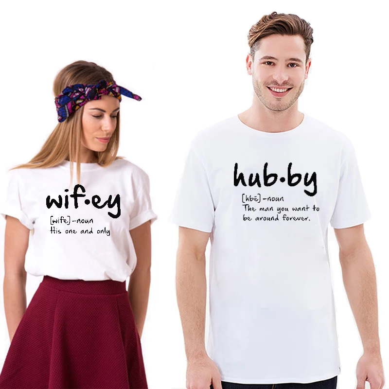 EnjoytheSpirit футболка для пары Hubby Wifey Повседневная летняя с круглым вырезом