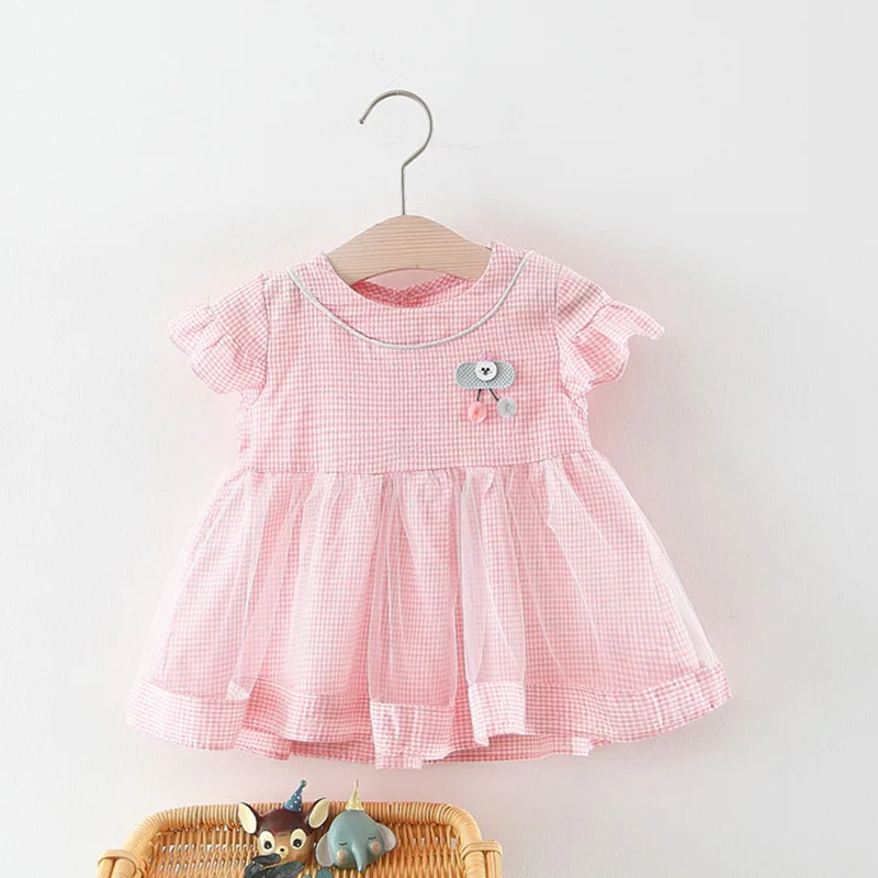 Summer children's dress is solid color fittings plaid girl wear princess | Детская одежда и обувь