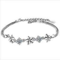 new fashion silver 925 sterling bracelets women jewelry fashion crystal flower girl party accessories hot lady birthday gift