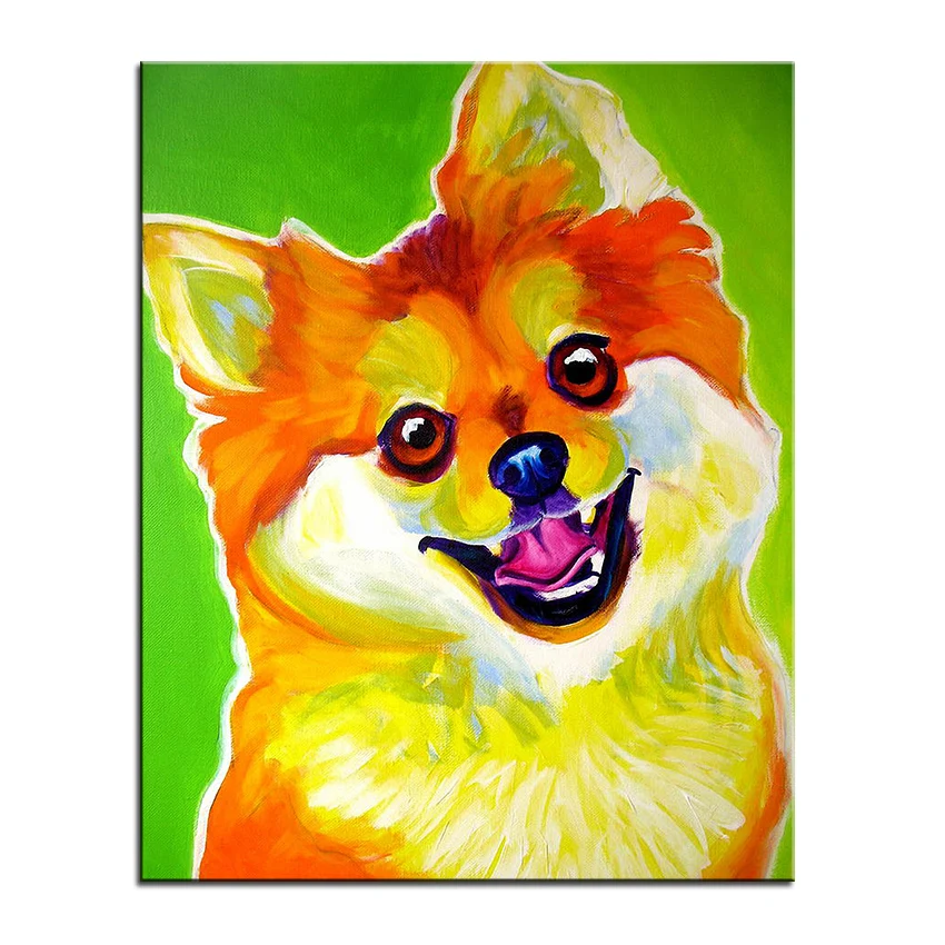 Large size Print Oil Painting pomeranian tiger Wall painting Home Decorative Art Picture For Living Room paintng No Frame | Дом и сад