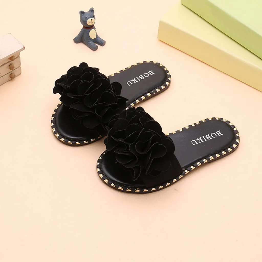 Детская обувь детские летние тапочки ярких цветов на плоской подошве для