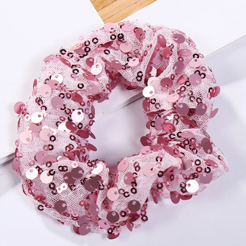 

1PC Women Lady Elegant Paillette Solid Elastic Hair Bands Ponytail Holder Scrunchies Tie Hair Band Headband Hair Accessories