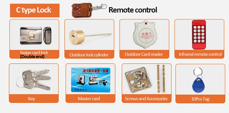 C type 1000 пользователей мастер электронный дверной замок Rfid считыватель карт блокировка двигателя безопасность контроль доступа fechadura digital serrure электрик - Цвет: C type