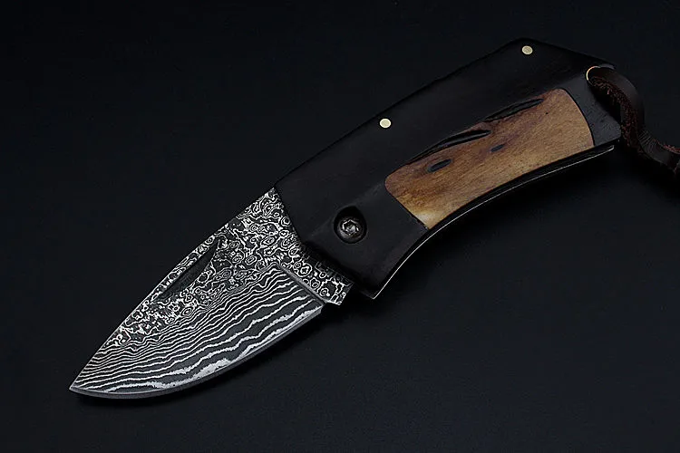 Новинка 2021 Бесплатная доставка уличный дамасский мини складной нож для