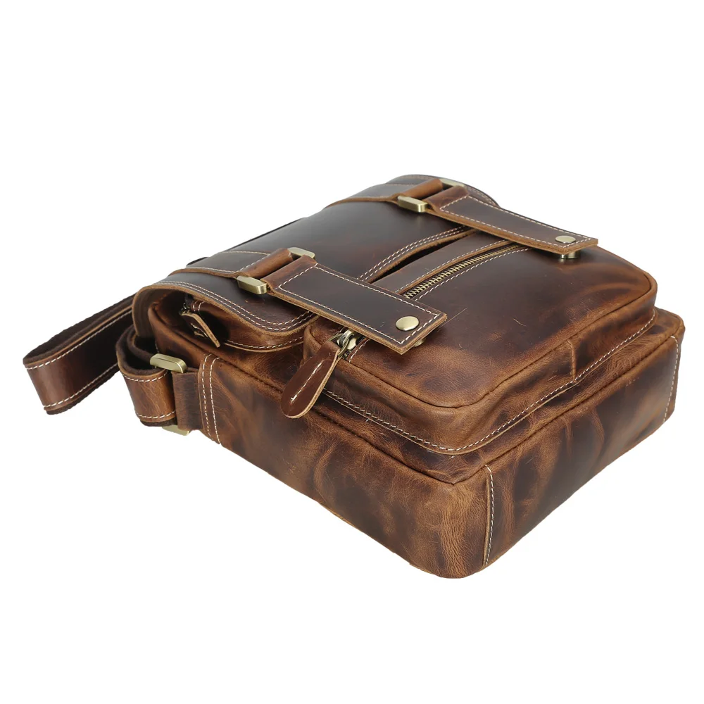 Сумка мессенджер из воловьей кожи для iPad темно коричневая|small messenger bag|designer bagmessenger