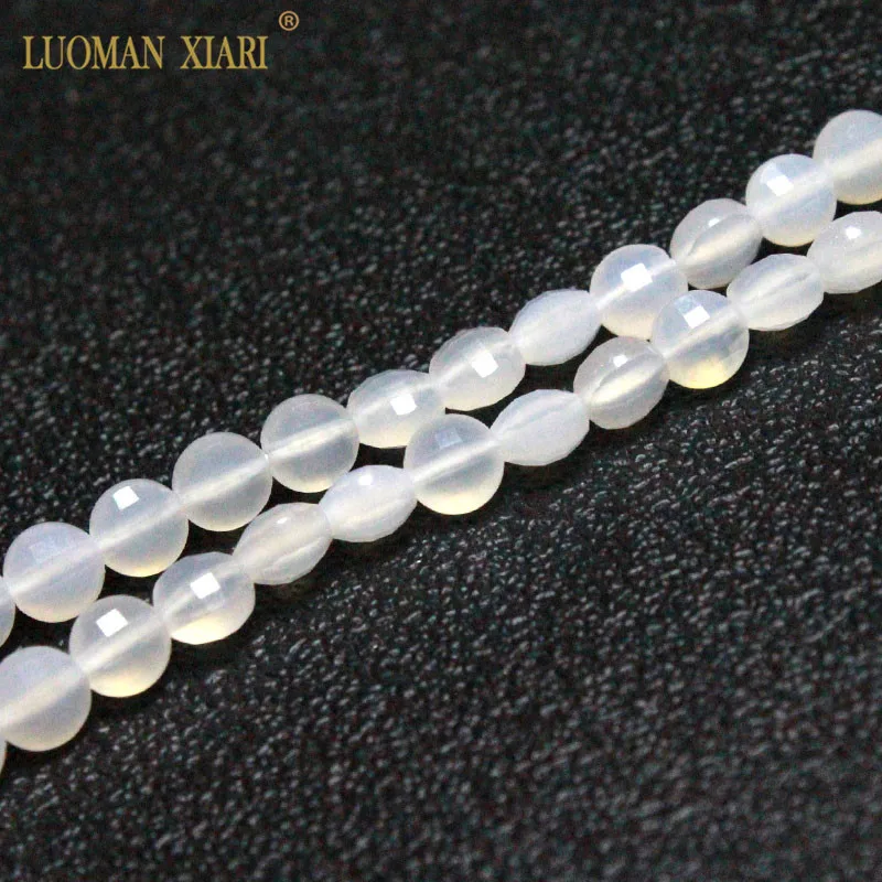 white agate Прекрасный AAA натуральный граненый лазурит турмалин кристалл агат нефрит камень бусины для самостоятельного изготовления ювелирных изделий браслет ожерелье - Цвет: white agate