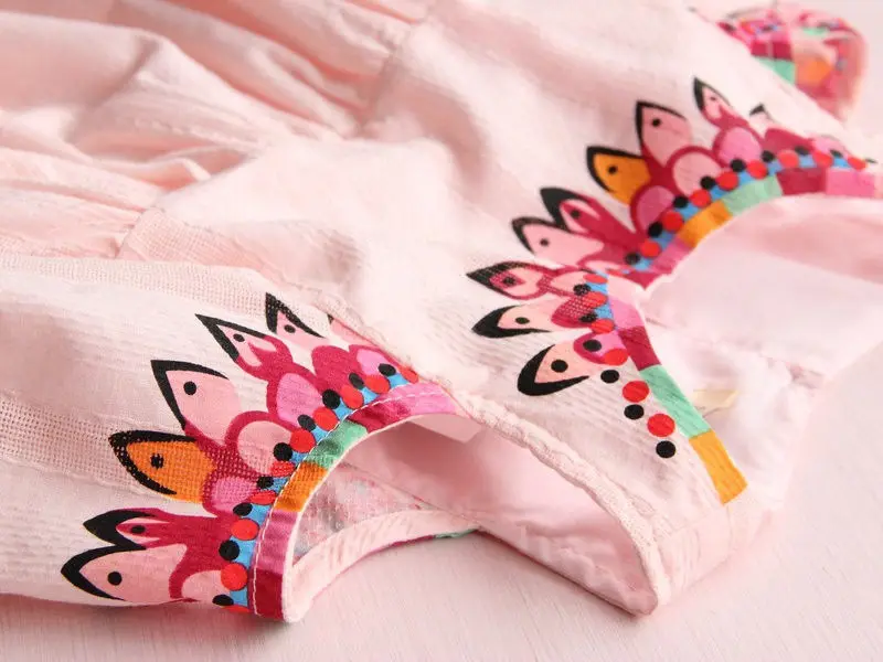 Summer Sundress Cotton Toddler Kids Baby Girls Floral Short Sleeve Strapless Mini Dress Princess Party Pageant Bowknot Dresses | Детская