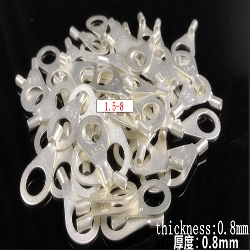 

50pcs brass round bare end cold pressed O-type terminal wire nose thickness 0.8mm OT1.5-4 FOT1.5-5 OT1.5-8