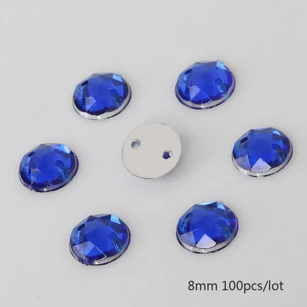 Blue Круглые/квадратные/в форме конского глаза Хрустальные акриловые бусины с плоской задней стороной две бусины с отверстиями для самостоятельного изготовления ювелирных изделий Аксессуары для рукоделия - Цвет: Blue