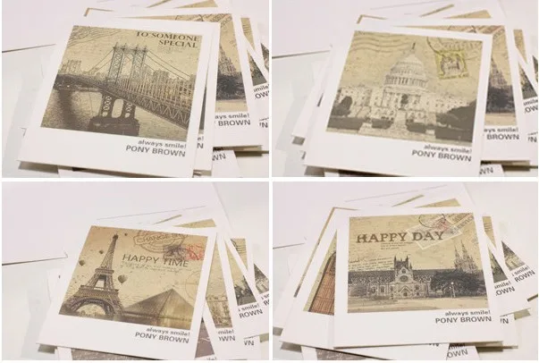 40pcs/lot &quotvintage World landscape greeting cards&quot Christmas birthday message Thank you gift cards YH-1076 | Дом и сад