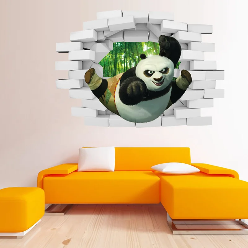 Cartoon Anime Panda 3D Wall Stickers Baby Bedroom PVC Adesivos Home Accessories TV Decor Pegatina Bear | Дом и сад