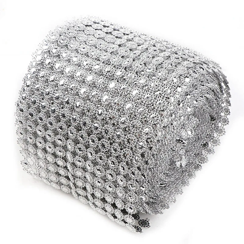 

1Yard Silver Sunflower Flower Mesh Rhinestone Wrap Tape for DIY Craft Jewelry Wedding Party Decorations 1 Yard 12 Rows 9mm