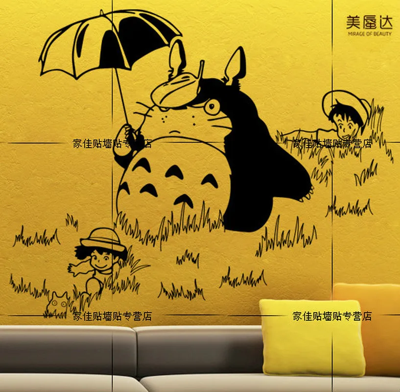 Хаяо Миядзаки Тоторо серии ручная роспись зонтики ТВ установка наклейки на стену