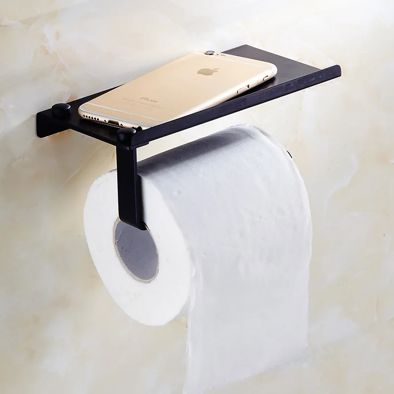 Держатель для туалетной бумаги из нержавеющей стали с полкой