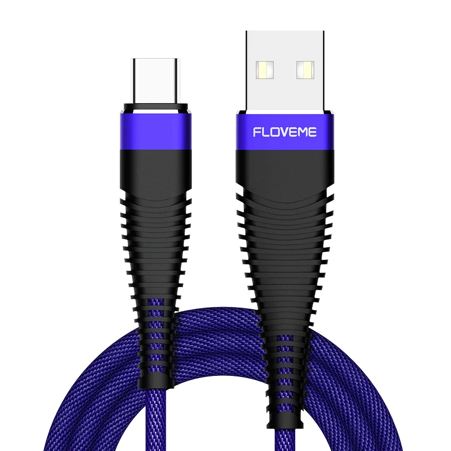 Blue FLOVEME высокопрочный кабель usb type C для samsung S9 S8 plus huawei Xiaomi Micro USB зарядка кабелей для iPhone XR X XS Max кабель - Цвет: Blue
